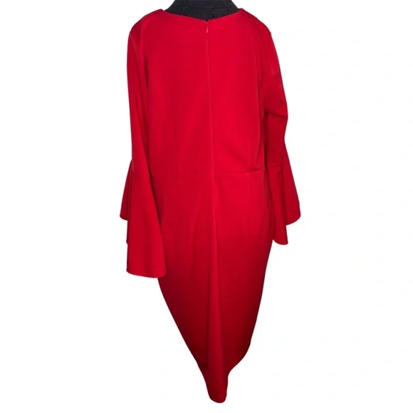 Eloquii Red Plus Size Bodycon Midi Dress - Picture 3 of 10